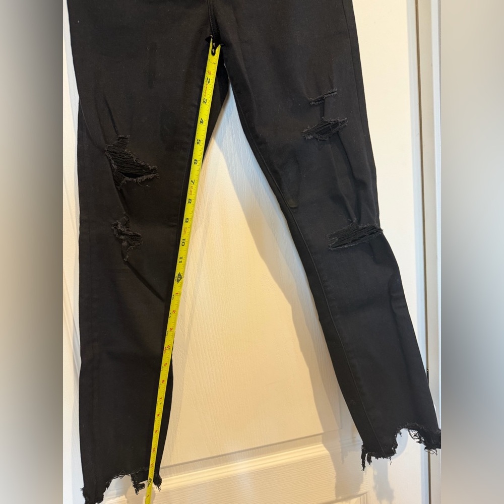 Abercrombie & Fitch Black Distressed The Super Skinny Ankle Mid Rise Jeans - Picture 3 of 3